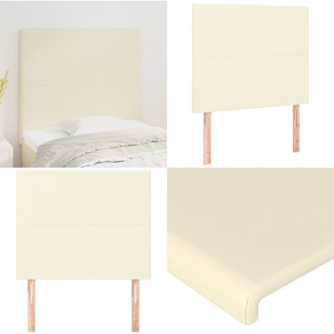 Cabecero de cama color crema 90x5x118/128 cm piel sintética - Cuero sintético - Cabecero ajustable