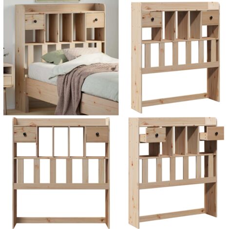 Cabecero de cama con almacenaje madera maciza de pino 100 cm - Almacenamiento - Madera maciza