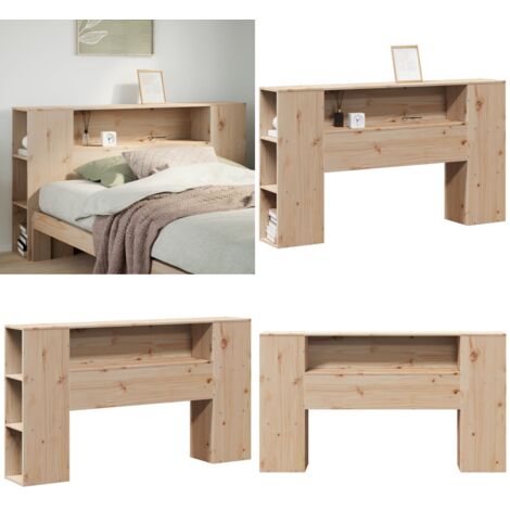Cabecero de cama con almacenaje madera maciza de pino 135 cm - Almacenamiento de cama - Cabecero de madera