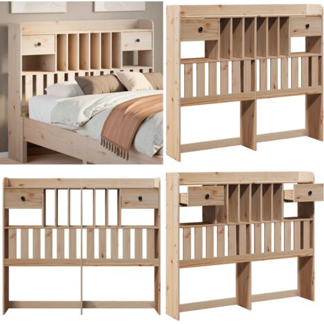 Cabecero de cama con almacenaje madera maciza de pino 135 cm - Almacenamiento - Madera maciza