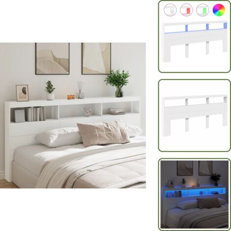 Cabecero de cama con almacenamiento - vidaXL Cabecero de cama con LED blanco 220x17x102 cm - Cabecero de cama con soporte