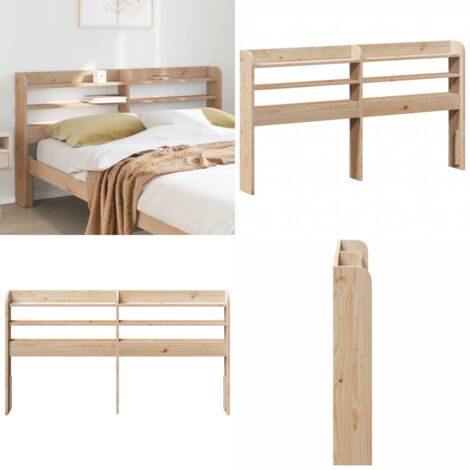 Cabecero de cama con estantes madera maciza de pino 135 cm - Estantes de almacenamiento - Madera maciza