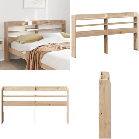 Cabecero de cama con estantes madera maciza de pino 150 cm - Estantes de almacenamiento - Madera maciza
