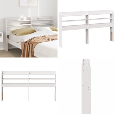Cabecero de cama con estantes madera maciza pino blanco 140 cm - Estantes de almacenamiento - Madera maciza