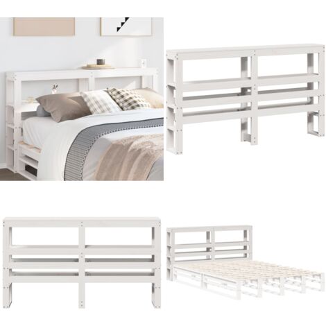 Cabecero de cama con estantes madera maciza pino blanco 150 cm - Estantes de almacenamiento - Madera maciza