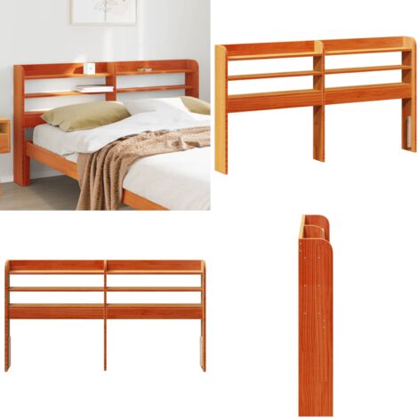 Cabecero de cama con estantes madera maciza pino marrón 140 cm - Estantes de almacenamiento - Madera maciza
