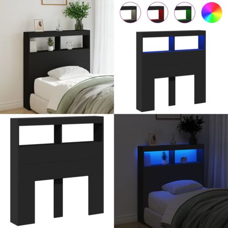 Cabecero de cama con LED negro 100x17x102 cm - Luz LED RGB - Cabecero de cama negro