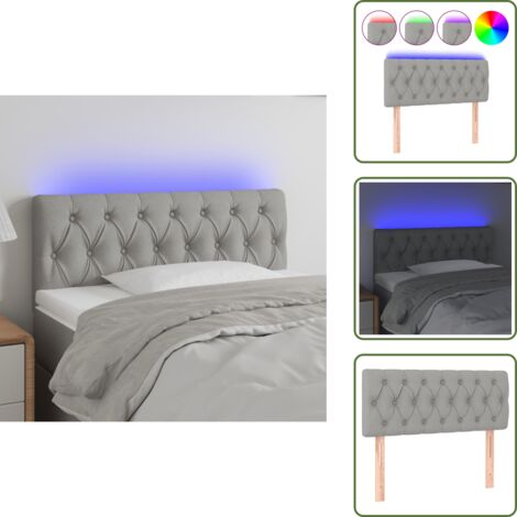 Cabecero de cama con LED - vidaXL Cabecero con LED de tela gris claro 90x7x78/88 cm - Cabecero de cama ajustable