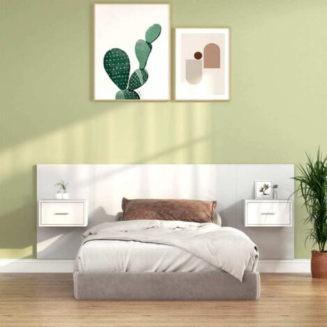 Cabecero de cama con mesitas madera contrachapada