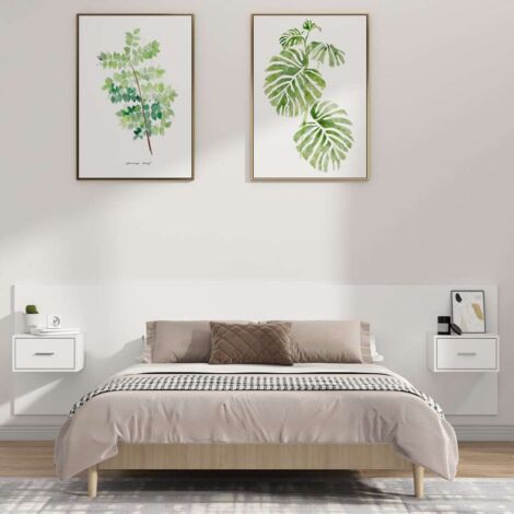Cabecero de cama con mesitas madera contrachapada
