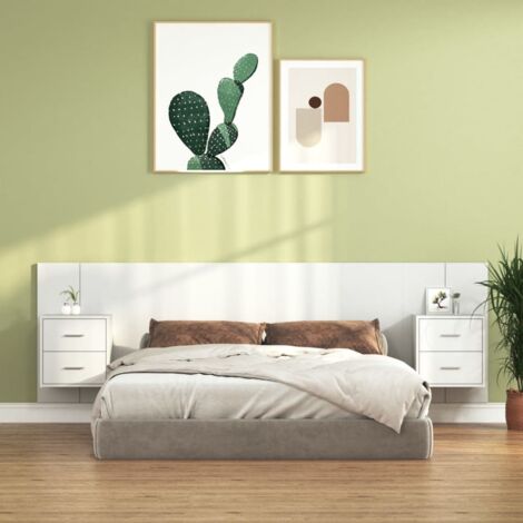 Cabecero de cama con mesitas madera contrachapada