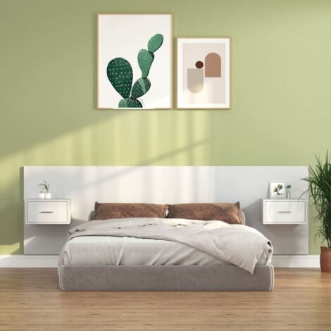 Cabecero de cama con mesitas madera contrachapada