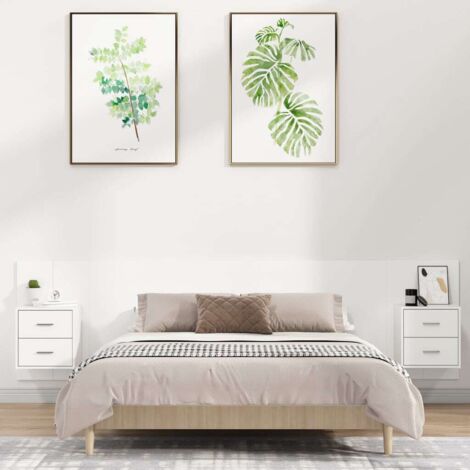 Cabecero de cama con mesitas madera contrachapada
