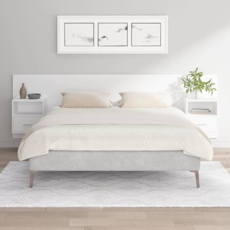 Cabecero de cama con mesitas madera contrachapada blanco vidaXL