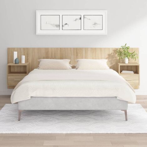 Cabecero de cama con mesitas madera contrachapada roble