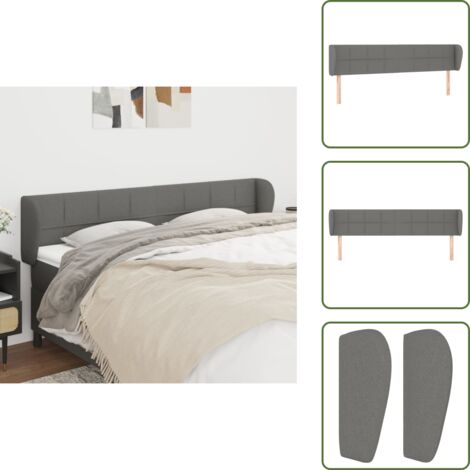 Cabecero de cama con orejas - vidaXL Cabecero de tela gris oscuro 183x23x78/88 cm - Cabecero de cama de tela