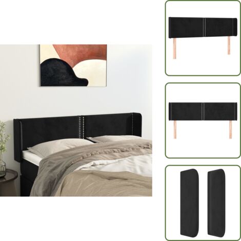 Cabecero de cama con orejas - vidaXL Cabecero de terciopelo negro 147x16x78/88 cm - Cabecero de cama para dormitorio