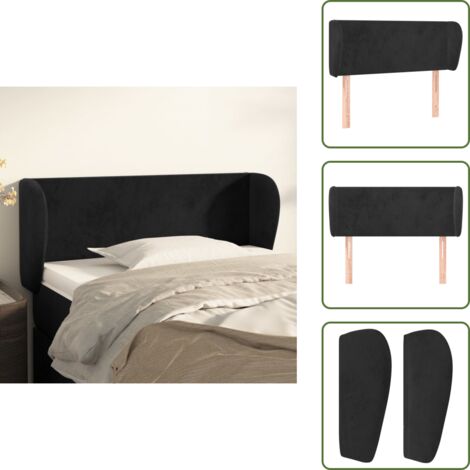 Cabecero de cama con orejas - vidaXL Cabecero de terciopelo negro 93x23x78/88 cm - Cabecero de cama de madera