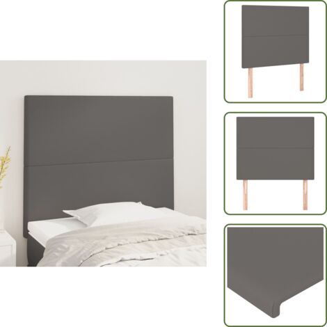 Cabecero de cama con patas de madera - vidaXL Cabecero de cama gris 100x5x118/128 cm piel sintética -