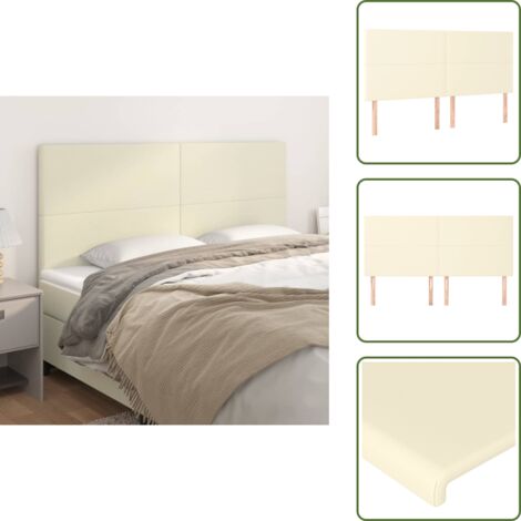 Cabecero de cama con patas - vidaXL Cabecero de cama color crema 180x5x118/128 cm Piel sintética - Cabecero de cama ajustable