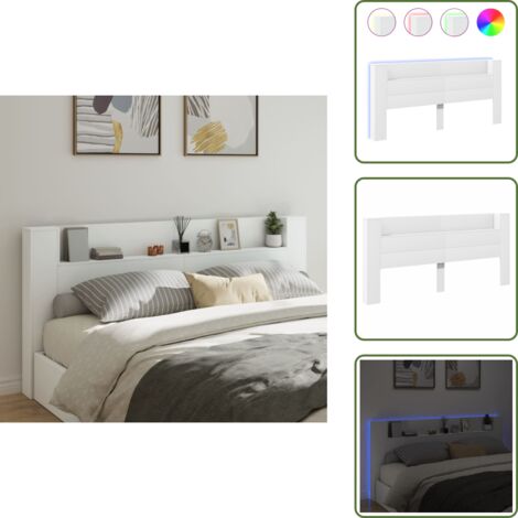 Cabecero de cama con soporte - vidaXL Cabecero de cama con LED blanco 220x16,5x103,5 cm - Cabecero de cama con estante
