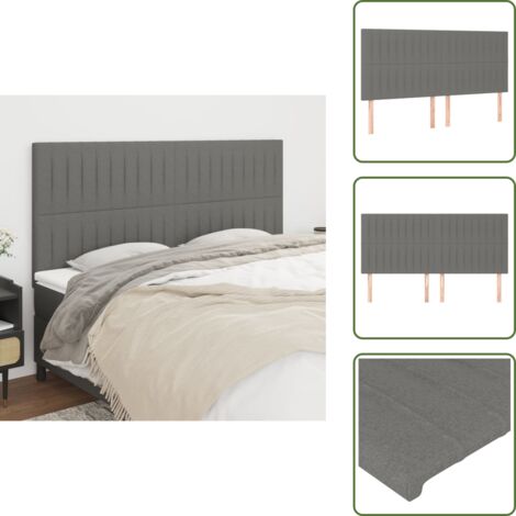 Cabecero de cama con soporte - vidaXL Cabecero de cama gris oscuro 180x5x118/128 cm de tela - Cabecero de cama de tela