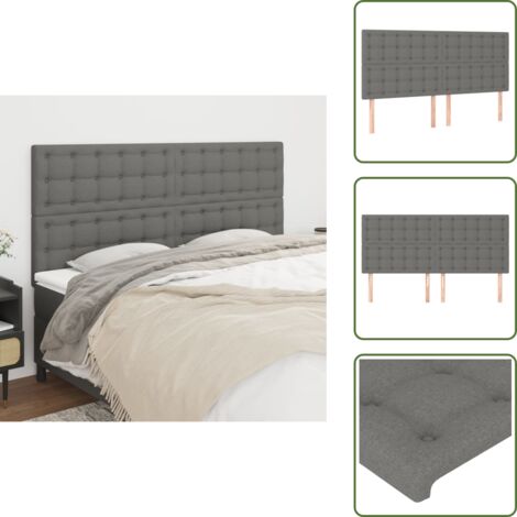 Cabecero de cama con tela - vidaXL Cabecero de cama gris oscuro 160x5x118/128 cm de tela - Cabecero de cama con madera