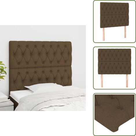 Cabecero de cama con tela - vidaXL Cabecero de cama marrón oscuro 100x7x118/128 cm de tela -