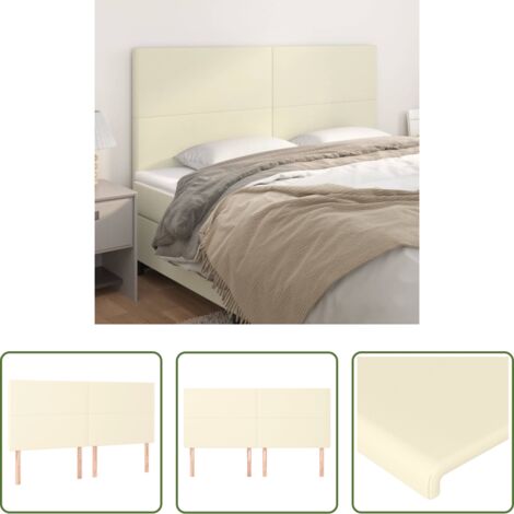 Cabecero de cama crema -  Cabecero de cama color crema 180x5x118/128 cm Piel sintética