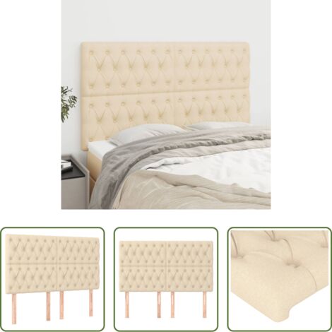 Cabecero de cama crema -  Cabecero de cama de tela color crema 160x7x118/128 cm