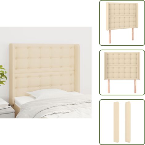 Cabecero de cama crema - vidaXL Cabecero con orejas de tela color crema 93x16x118/128 cm - Cabecero de cama ajustable