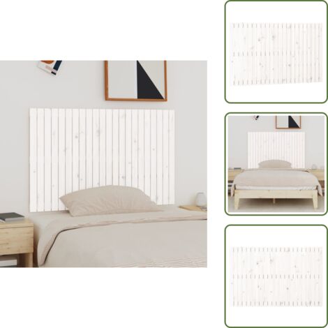 Cabecero de cama de madera - vidaXL Cabecero de cama de pared madera maciza pino blanco 140x3x90 cm - Cabecero de cama blanco