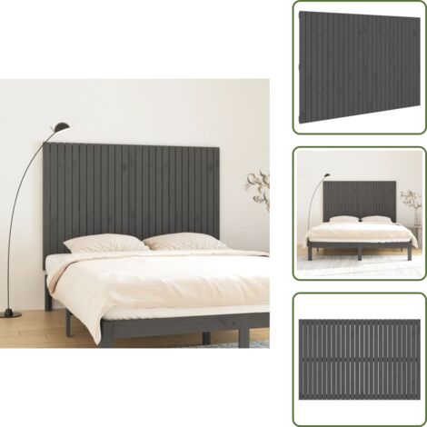 Cabecero de cama de madera - vidaXL Cabecero de cama de pared madera maciza pino gris 166x3x110 cm - Cabecero de cama gris