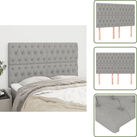 Cabecero de cama de madera - vidaXL Cabecero de cama gris claro 160x7x118/128 cm de tela -