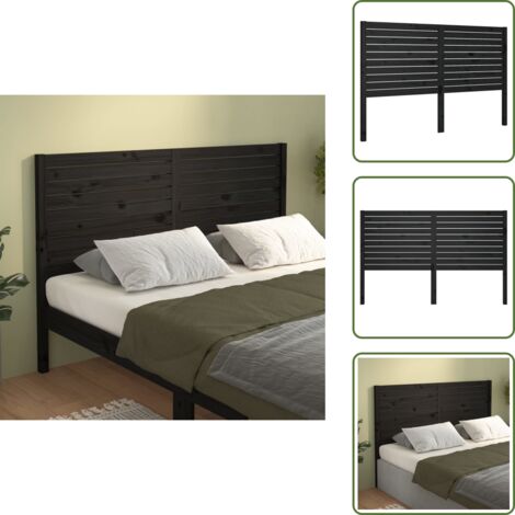 Cabecero de cama de madera - vidaXL Cabecero de cama madera maciza de pino negro 146x4x100 cm -