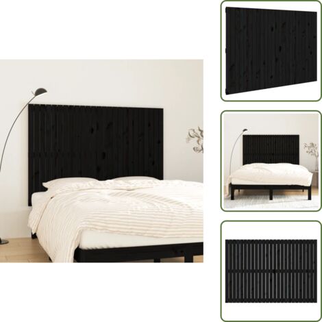 Cabecero de cama de madera - vidaXL Cabecero de cama pared madera maciza pino negro 159,5x3x110 cm - Cabecero de cama negro