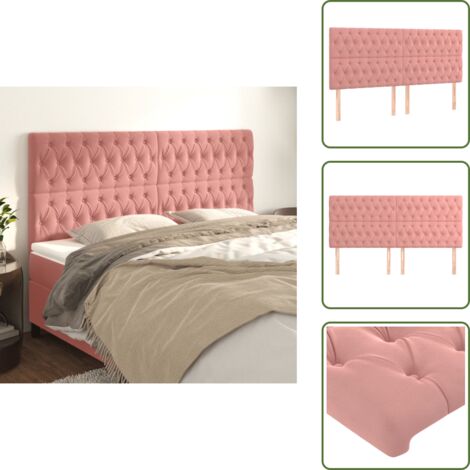 Cabecero de cama de madera - vidaXL Cabecero de cama rosa 180x7x118/128 cm Terciopelo -