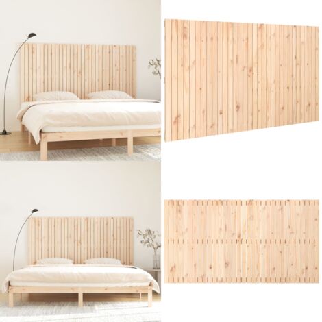 Cabecero de cama de pared madera maciza de pino 204x3x110 cm - Cabecero de pared - Madera de pino