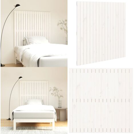 Cabecero de cama de pared madera maciza pino blanco 108x3x110cm - Cabecero de pared - Madera de pino