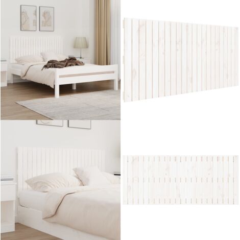 Cabecero de cama de pared madera maciza pino blanco 140x3x60 cm - Cabecero de pared - Madera de pino