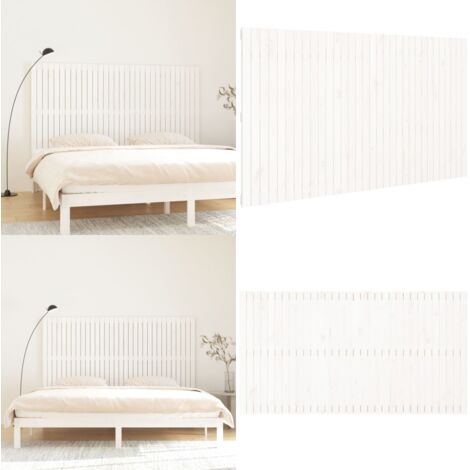 Cabecero de cama de pared madera maciza pino blanco 204x3x110cm - Cabecero de pared - Madera de pino