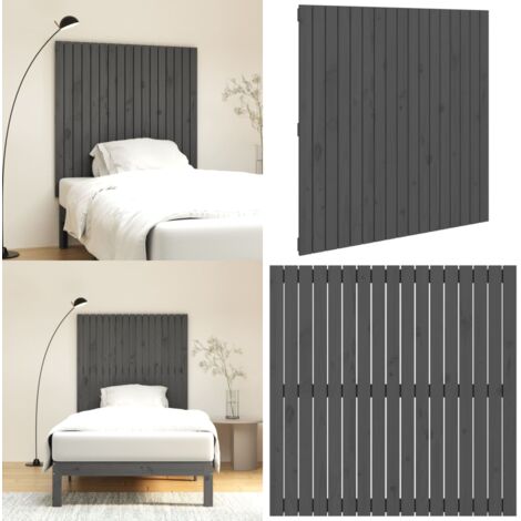 Cabecero de cama de pared madera maciza pino gris 108x3x110 cm - Cabecero de pared - Madera maciza