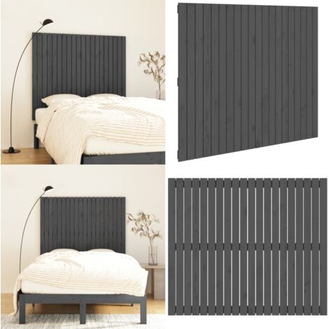 Cabecero de cama de pared madera maciza pino gris 127,5x3x110cm - Cabecero de pared - Madera maciza