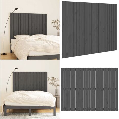 Cabecero de cama de pared madera maciza pino gris 146,5x3x110cm - Cabecero de pared - Madera maciza