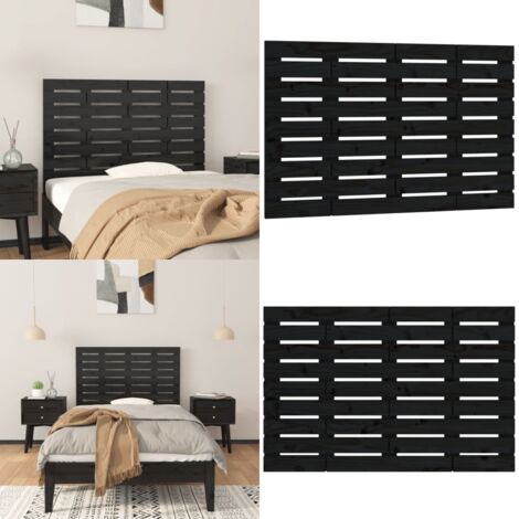 Cabecero de cama de pared madera maciza pino negro 81x3x63 cm - Cabecero de pared - Madera de pino