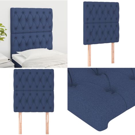 Cabecero de cama de tela azul 80x7x118/128 cm - Cabecero azul - Cabecero de tela