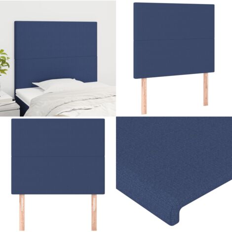 Cabecero de cama de tela azul 90x5x118/128 cm - Cabecero azul - Cabecero de tela