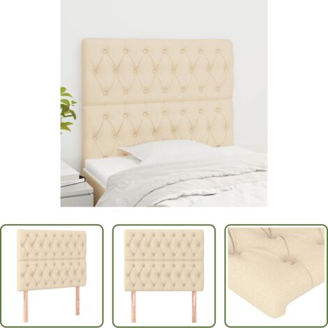 Cabecero de cama de tela -  Cabecero de cama de tela color crema 90x7x118/128 cm
