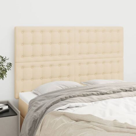 Cabecero de cama de tela color crema 144x5x118/128 cm