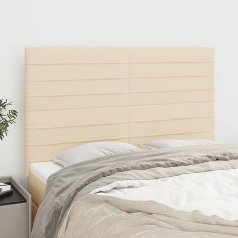Cabecero de cama de tela color crema 144x5x118/128 cm